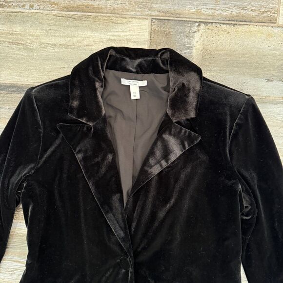 Cara Santana x Nine West Black Velvet Classic Lapel One Button Blazer Jacket M - Picture 3 of 5